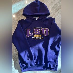 LSU Tigers Hoodie Purple Appliqué & Embroidered Logo | Russell Athletic | Men’s